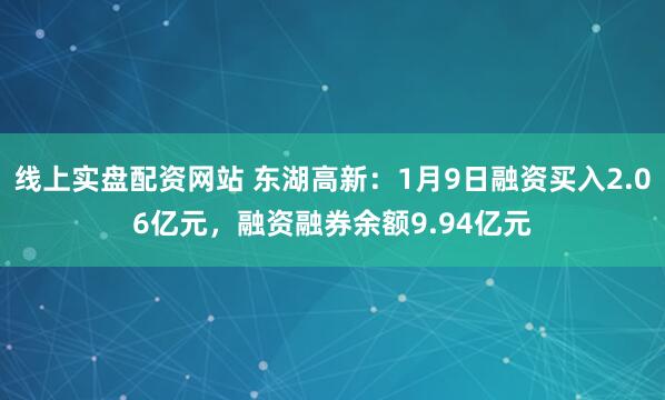 线上实盘配资网站 东湖高新：1月9日融资买入2.06亿元，融资融券余额9.94亿元